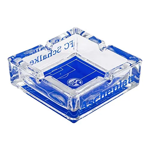 FC Schalke 04 Aschenbecher - Ascheplatz - eckig Glas Ascher S04 - plus Lesezeichen I love Gelsenkirchen