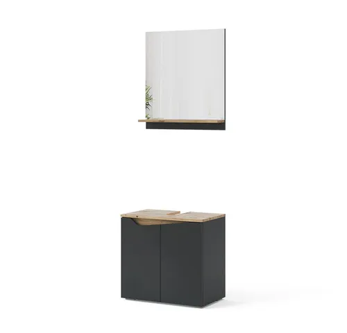 Vicco Badmöbel-Set Marelle, Anthrazit/Artisan-Eiche - Stylisches 2-teiliges Badmöbel-Set für elegante Badezimmergestaltung, mit pflegeleichter Oberfläche und einfacher Montage.