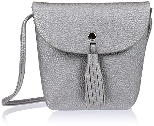 TOM TAILOR Denim Ida Damen Überschlagtasche Umhängetasche Klein Silber