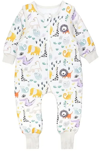 TupTam Baby Schlafsack mit Füßen und Ärmeln – 2.5 TOG Ganzjahres Schlafsack für Babys - Babyschlafsäcke mit abnehmbaren Ärmeln für individuelle Temperaturregulierung, aus 100% Baumwolle (OEKO-TEX) für ein gesundes Schlafklima.