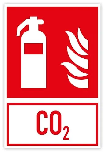 Aufkleber Brandschutzzeichen „CO2 Feuerlöscher“ Kombischild Symbol Folie selbstklebend ISO 7010 (F001) | 20x30 cm Made in Germany