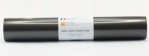 Selbstklebende Plotterfolie Vinylfolie 30,5 cm x 3 m glänzend 39 Farben zur Auswahl, Farbe:103 Anthrazit