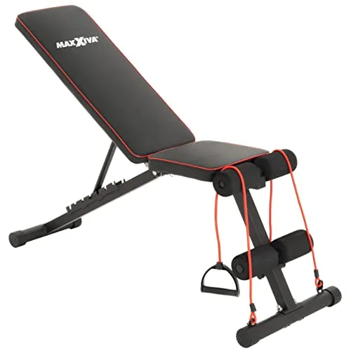 Fitnessbank Hantelbank klappbar Multifunktion Training Bauchtrainer Schrägbank mit 7-fach verstellbarer Rückenlehne, mit Expander Belastung 300kg, Sit Up