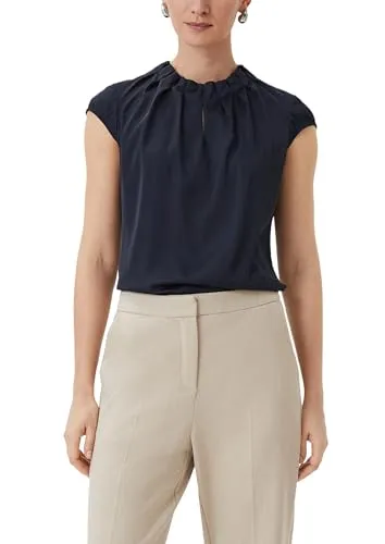 Satinbluse mit Raffung von comma,