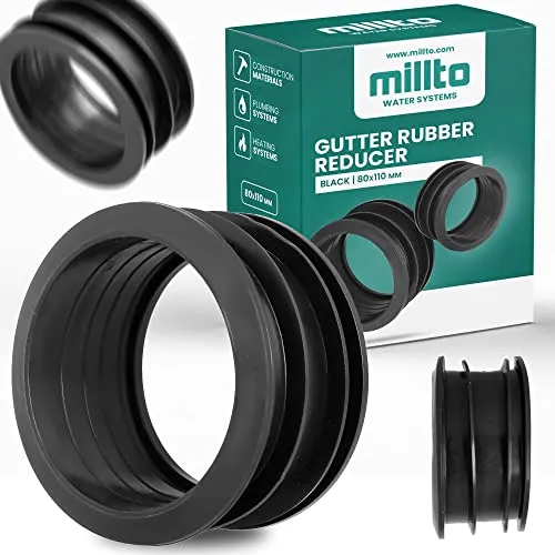 Millto™ Dachrinnen-Abflussrohr-Reduzierstück 80/110 Gummischlauchverbinder Dachrinnen-Fitting-Adapter Regenwassersystem-Joiner-Koppler