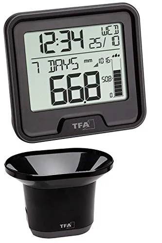 TFA 47.3005.01 Funk-Regenmesser Drop Niederschlagsmesser (schwarz mit Batterien)
