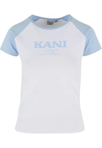 Karl Kani Damen KW242-005-2 Retro Tiny Tee White/Light Blue, L