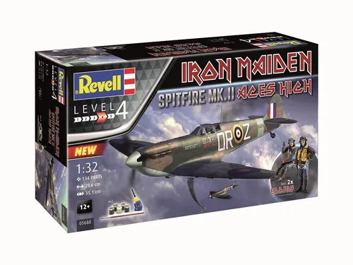 Revell 05688 IRON MAIDEN Fan-Edition - Spitfire Mk.II Aces High Flugzeugmodellbausatz 1:32, inklusive Eddie-Pilotenfiguren und detailliertem Cockpit