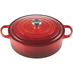 Le Creuset Signature Gusseisen-Bräter Ø 34 cm, Kirschrot - Runder Gusseisen-Bräter für alle Herdarten, ideal zum Schmoren und Braten mit gleichmäßiger Wärmeverteilung, perfekt für Eintöpfe und Brot backen, Made in France.