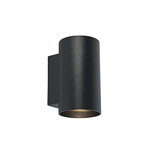 Qazqa Design Moderne Wandleuchte Sandy I - 2-flammig schwarz - Lampen für Wohnzimmer und Schlafzimmer, dimmbar (Dimmer nicht enthalten), moderne Design-Wandleuchte aus Stahl, geeignet für GU10 LED-Leuchtmittel.
