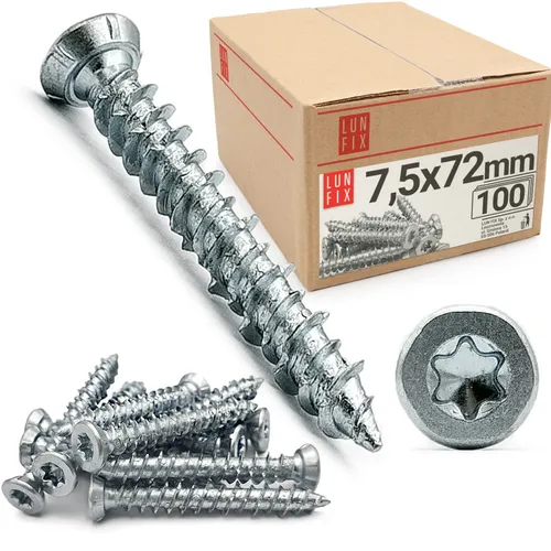 7,5x72mm Rahmenschraube Fensterrahmenschrauben Senkkopf 100 Stück