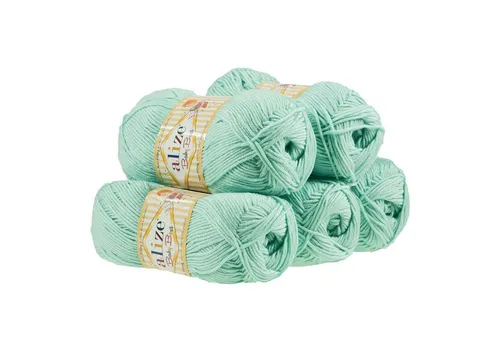 Alize 5 x 100g Strickgarn ALIZE Baby Best uni Babywolle Wolle Antipilling Häkelwolle, 240 m (Sparpaket), 19 mint