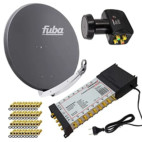 Premium X Satelliten-Komplettanlage Fuba DAA 850 A - Hochwertiges SAT-Komplettset für bis zu 16 Receiver mit einfacher Installation. Empfangsstarke Aluminium-Antenne, ideal für 8K, 4K UltraHD und mehr.