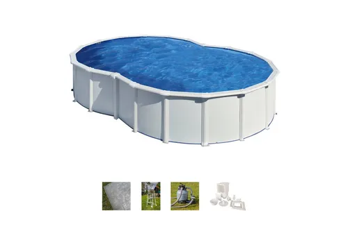 Stahl Schwimmbad 500 x 340 x 120 cm - Ovaler Stahlwandpool für den Garten, robust mit Omega-System für einfache Montage in nur 11 Stunden. Inklusive umfangreichem Zubehörpaket für sofortigen Badespaß!