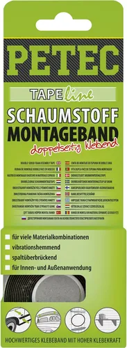 Produktbild PETEC 87122 MONTAGEBAND, SCHWARZ, 12 MM X 1 MM X 2 M, SB-KARTE motocaa