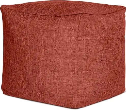 Green Bean Sitzsack-Hocker Home Linen Cube 40x40x40cm - Bequemer Fußhocker in Rot - Vielseitiger Sitzhocker aus hochwertigem Leinen mit abnehmbarem, waschbarem Bezug. Ideal als Fußhocker oder Sitzgelegenheit für Kinder und Erwachsene. Pflegeleicht und nachfüllbar mit EPS-Perlen – für höchsten Komfort!