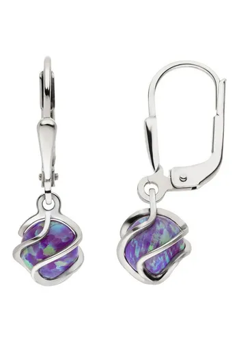 JOBO Paar Ohrhänger Ohrringe 23 mm, 925 Silber mit Opal