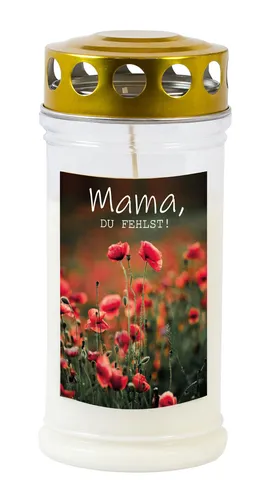 Beständige Grabkerze Gedenkkerze, Motiv 'Mama', langanhaltende Brenndauer