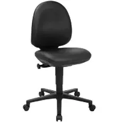 Topstar Arbeitsstuhl Tec 50, schwarz, höhenverstellbar mit Rollen - Bürostuhl mit stufenloser Sitzhöhe von 44-57 cm, max. Belastbarkeit bis 110 kg, pflegeleichtem Kunstleder und verstellbarer Rückenlehne mit Lendenstütze – ideal für langen Sitzkomfort.