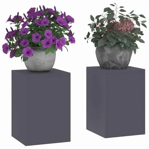 vidaXL Outdoor-Pflanzensäulen 2 Stk. Anthrazit 24x24x35 cm Stahl - Pflanzenkästen & Spaliere mit modernem Design aus robustem Stahl, ideal für Garten, Terrasse oder Balkon. Langlebig und wetterbeständig, perfekt für beeindruckende Blumenarrangements.