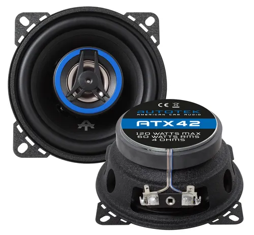 Autotek ATX-42 10 cm 2-Wege Koaxial Lautsprecher - Car-HiFi-Lautsprecher mit 120 Watt max. Leistung, ideal für kraftvollen Sound in jedem Fahrzeug, perfekt für Heckablage oder Türen.