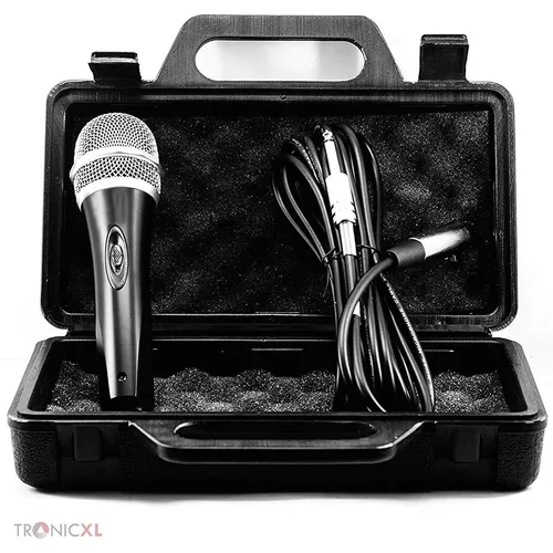 Dynamisches Profi Metall Mikrofon mit Koffer & Kabel - Mikrofon für vielseitige Anwendungen, inklusive Koffer und 5m Kabel. Ideal für Live-Performances und Aufnahmen mit integriertem Pop-Filter und Windschutz.