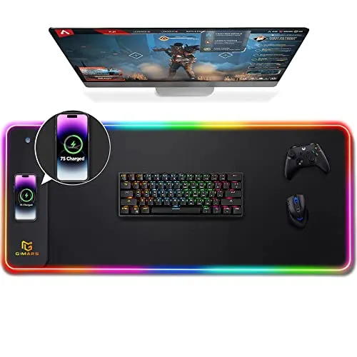 Gimars Upgrade Gaming Mauspad RGB mit kabelloser Schnellladung
