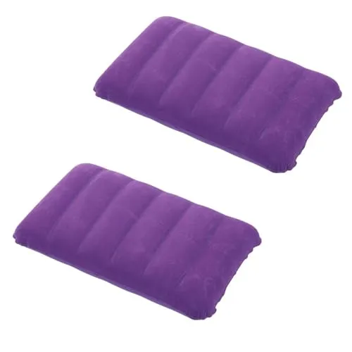 tintoke 2 Stück Aufblasbares Kissen Camping Reisekissen Luftkissen Kopfkissen Velour Kissen, Nackenkissen Strandkissen, für Outdoor Reisen, Wandern (Purple)