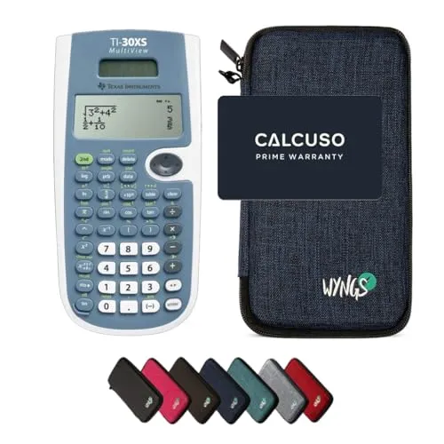 TI-30XS MultiView inkl. WYNGS Schutztasche Blau - Wissenschaftlicher Taschenrechner - Basic Set