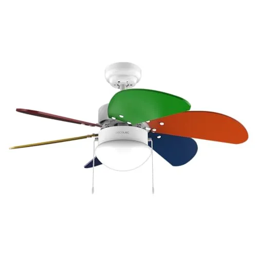 Cecotec EnergySilence Aero 360 ColorFull Deckenventilator mit Licht 50W - Ventilatoren mit 3 Geschwindigkeiten, 6 umschaltbaren Flügeln und Winter-Sommer-Modus für optimale Luftzirkulation und Energieeffizienz, elegantes Design für jedes Zuhause.