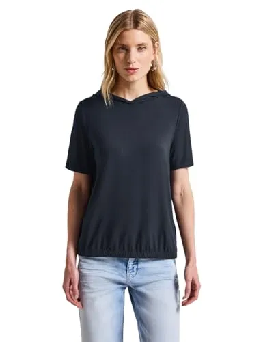 Street One Shirt in Dunkelblau - Nachhaltig & Stylisch - Shirt in Dunkelblau aus 95% LENZINGTM ECOVEROTM Viskose, mit Kapuze und elastischem Saumabschluss. Perfekt für umweltbewusste Modefans!