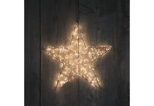 Lights4fun LED-Stern für außen – Kupfer Micro LED Silhouette - Setze festliche Akzente im Außenbereich mit unserem 40 cm hohen LED-Stern in Kupfer mit 400 warmweißen LEDs. Ideal für Garten und Eingangsbereich – batteriebetrieben und mit praktischem 6-Stunden-Timer.