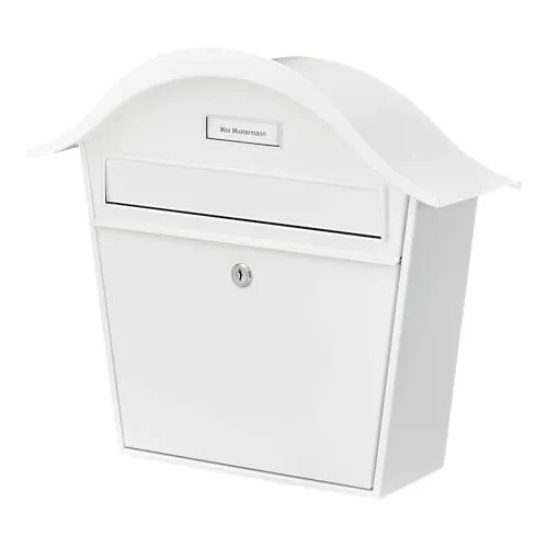 Burg Wächter Holiday 5842 W Briefkasten - Wandbriefkasten aus verzinktem Stahl in Weiß, mit geschwungenem Dach für optimalen Wetterschutz. Ideal für sicheres Einwerfen von Post bis DIN C4, Made in Germany.