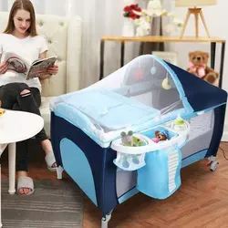 Goplus Kinderreisebett Reisebett Klappbett Baby Kinderbett Babybett Baby Klappbett Faltbar Mit Tragetasche Blau