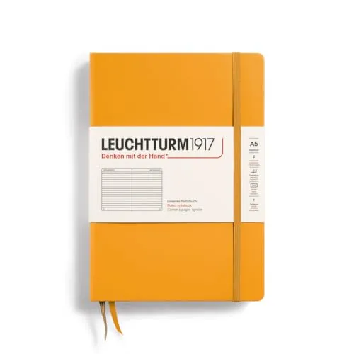 Leuchtturm1917 Notizbuch 363388 Medium - A5, Rising Sun - Notizbuch in A5 mit 125 Blatt, liniert und Hardcover. Mit Inhaltsverzeichnis, 2 Lesezeichenbändern und perforierten Seiten für praktisches Heraustrennen.