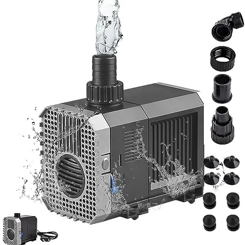 EXLECO Aquariumpumpe 2000L/H 35 Watt Förderpumpe Tauchpumpen Wasserpumpe Fontäne Pumpe Eco Filterpumpe für Aquarium Teich Brunnen Springbrunnen Steingarten mit 3 Metern Kabel