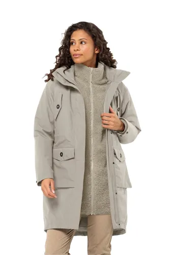 Jack Wolfskin 3-in-1-Funktionsmantel EISWALD 3IN1 PARKA W - Funktionsjacke für Trekking und Wandern, atmungsaktiv, wasserdicht und winddicht, mit Sherpa Fleece-Innenjacke und abnehmbarer Kapuze für vielseitigen Einsatz.