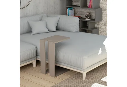 Decortie Beistelltisch Muju, Modern C Form, Helles Mokka - Ablagetisch, 30 x 40 x 57 cm, ideal für kleine Räume, einfache Selbstmontage und pflegeleicht mit feuchtem Tuch zu reinigen.
