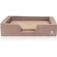 Knuffelwuff Orthopädisches Hundebett Bellamy 80x60cm Braun - Hundebetten, orthopädisch optimierte Komfortliegefläche mit Wendekissen für Sommer und Winter, abziehbare Bezüge für einfache Reinigung.