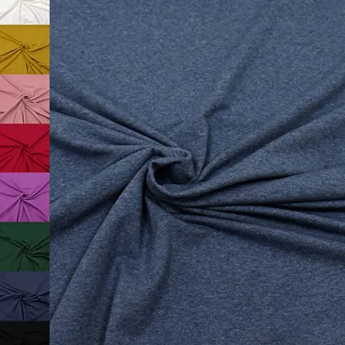 MAGAM-Stoffe Theo French Terry uni Sweat Stoff Oeko-Tex Meterware 50cm (39. Dunkelblau meliert)