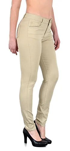 ESRA Damen Stretch Hose Skinny Stoffhose High Waist Hose in Vier Farben bis Übergröße H520