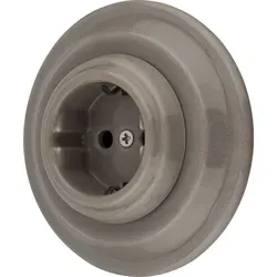 Unterputz Porzellan Retro Steckdose I PR1 graubeige in beige von ADAKAT