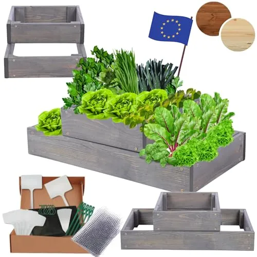 Modo24 Hochbeet Holz – Verstellbares Kräuter- und Gemüsebeet in 3 Farben - Flexibles Hochbeet aus FSC-zertifiziertem Kiefernholz für Garten, Balkon oder Terrasse. Die verstellbare Konstruktion ermöglicht ergonomisches Arbeiten und optimale Nutzung des Sonnenlichts.