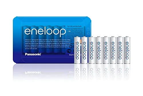 Panasonic eneloop, Ready-to-Use Ni-MH Akku, AAA Micro, 8er Pack, Storage Case, min. 750 mAh, 2100 Ladezyklen, starke Leistung, wiederaufladbare Akku Batterie