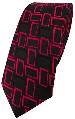 TigerTie schmale Designer Krawatte in rot signalrot schwarz gemustert