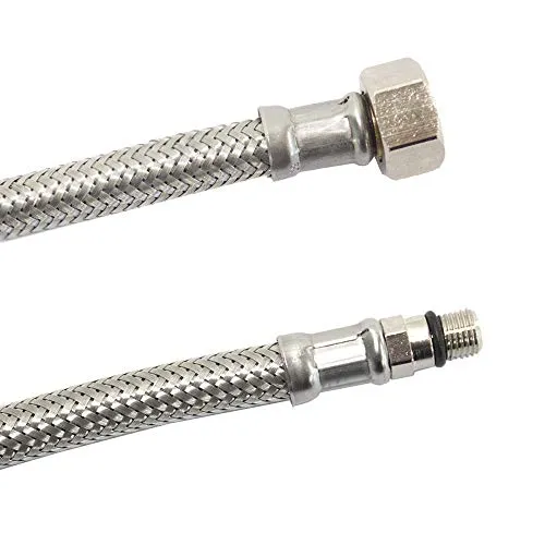 DN8 DVGW Panzerschlauch m. Edelstahlumflechtung M10 Kurz x 3/8