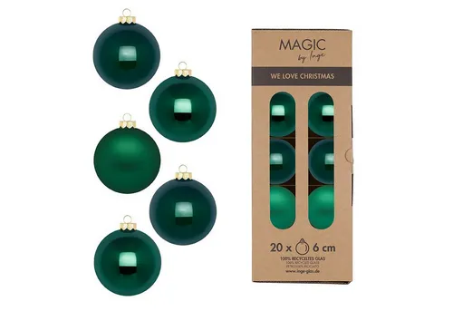 MAGIC by Inge Weihnachtsbaumkugel, Weihnachtskugeln Glas 6cm 20 Stück - Fir Green