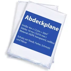 Baufolie Malerplane Abdeckfolie 4x12,5m - 50 Stück - Klebebänder: 50 Stück Profi Malerplane 4m x 12,5m, reißfest und selbstklebend, ideal für Renovierungsarbeiten. Schützt zuverlässig vor Staub, Farbe und Schmutz.