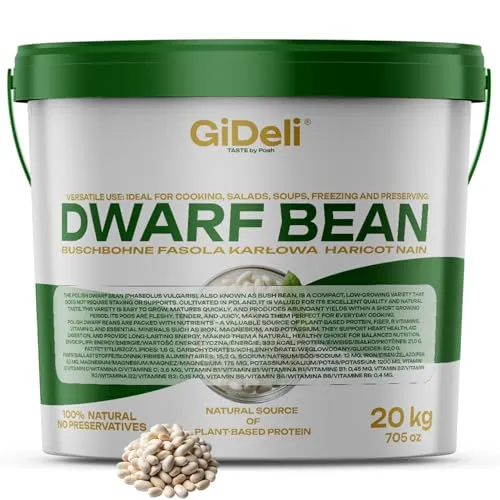 GiDeli Weiße Bohnen Getrocknet 20 kg in Eimer - proteinreich, natürliche Hülsenfrüchte ohne Zusätze - ideal für Suppen, Eintöpfe, Salate - Küche, Gastronomie, Catering