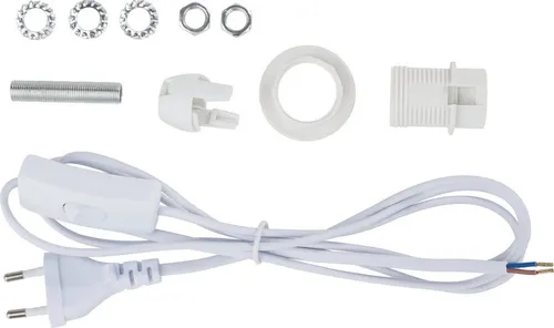 VBS Lampenfassung E14 mit Schalter - Lampenfassung E14 in Weiß mit praktischem Schalter. Ideal für individuelle Lampenlösungen, inklusive Schraubring und Gewindestange für einfache Montage.